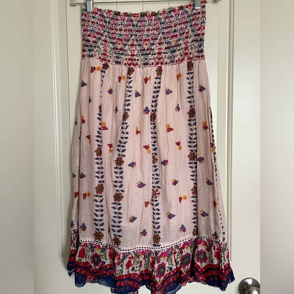 Boho Floral Smocked Midi Dress – Size Medium (Fits Like M/L) Lined